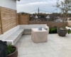 porcelain patio with bespoke seating | Landscaping Monmouthshire