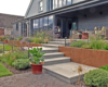 Raised terrace and stone steps - Garden design and Landscaping in Abergavenny